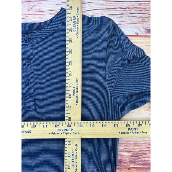 Travis Mathew Mens Blue Striped Henley Shirt Small - Picture 7 of 7